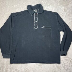 Vintage Gotcha Men’s Surf Skate 100% Cotton Black Knit Long Sleeve Polo Top S